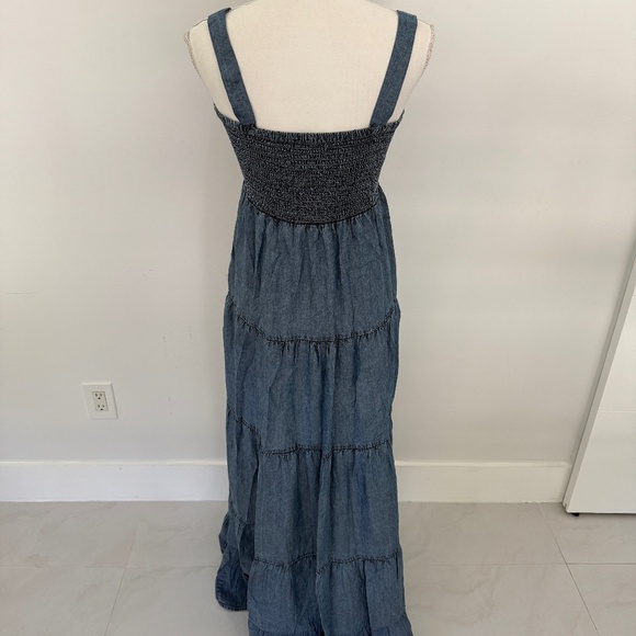 Z Supply Blue Denim Cotton Maxi Sundress Size L Workwear Everyday Casual Dress - Picture 3 of 10
